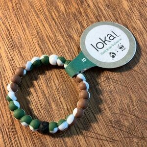 Lokai Camouflage Green, Brown, and‎ White Silicon Bracelet Size S NWT